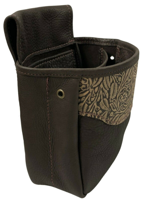 (image for) Embossed Floral Leather Shotgun Shell Double Belt Pouch